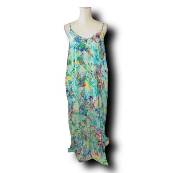 entro Dresses & Skirts - Entro Aphrodite Maxi Dress Paint Splatter Watercolor Maximalist Boho Hippie Vibe